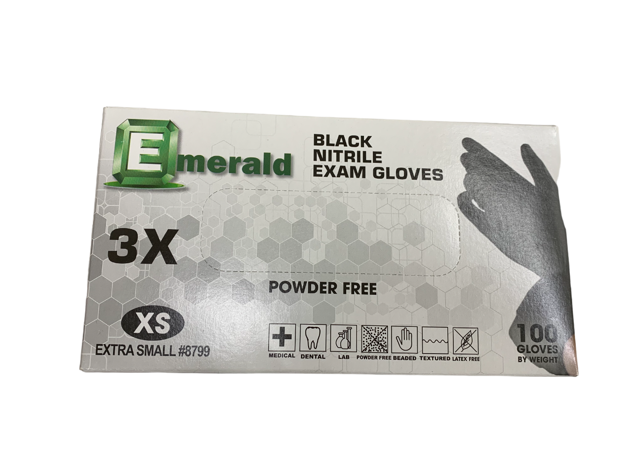 Emeral Black Nitrile Exam 3X Gloves Box